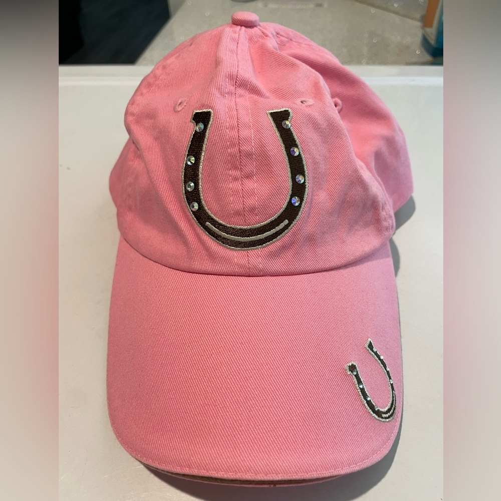 Pink Bling Horseshoe Embroidered Baseball Cap